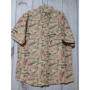 Woolrich Shirt Men's Large Button Front Short Sleeve‎ Niagara Falls Duck Lake